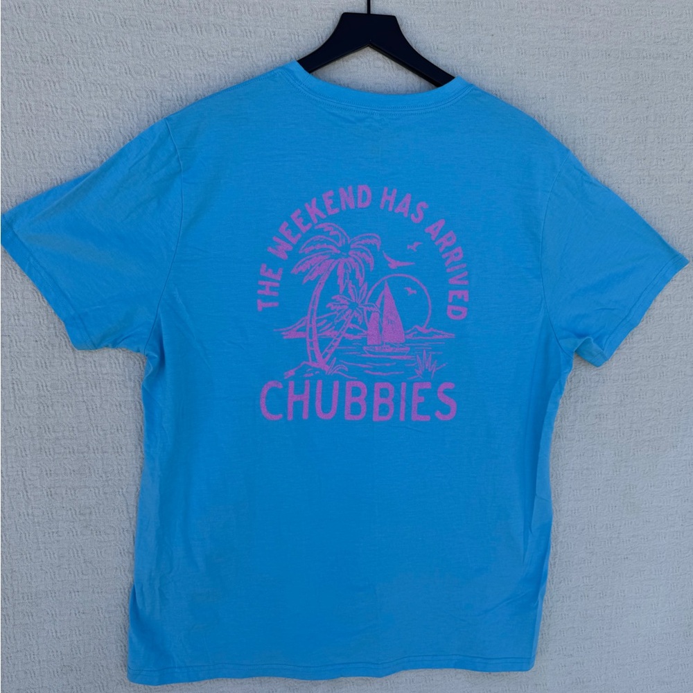 Chubbies Bright Blue Short Sleeve Tee with Navy Trim